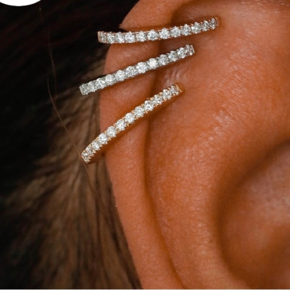 Diamond earth mined VS G-H Ear cuffs 14k white gold sold as SINGLEs